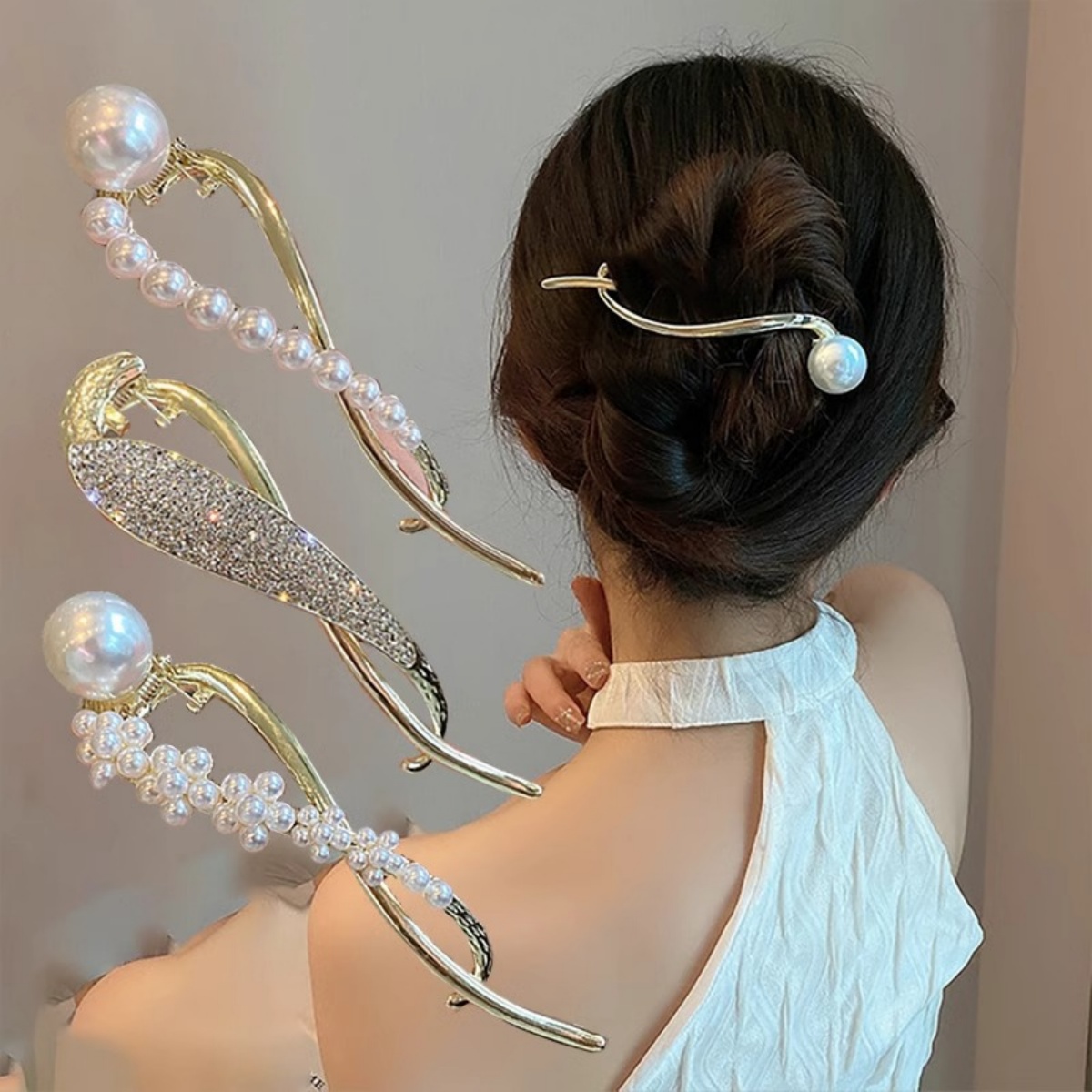 Elegant Glitter Pearl Hair Cli - Lifestyle Of Korean 评论和价格